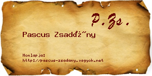 Pascus Zsadány névjegykártya